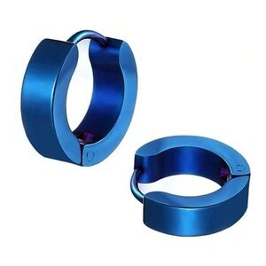 Blue Modern Metallic Small Hoop Earrings